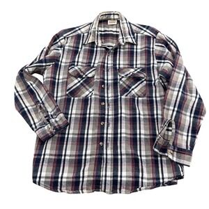 Five Brother Shacket Men Large‎ Gray Pink Glen Plaid Flannel Shirt Soft Casual